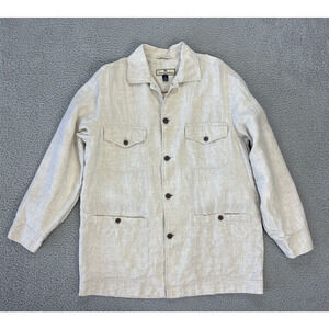 Tommy Bahama 100% Linen Jacket Mens Medium Unstructured Khaki Safari